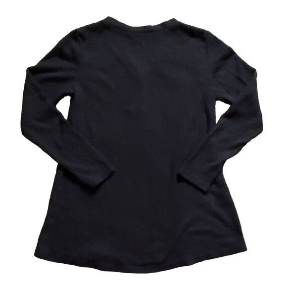 Boutique Waffle Knit Faux Button Shirt-Black-Size M-GUC - Picture 5 of 5